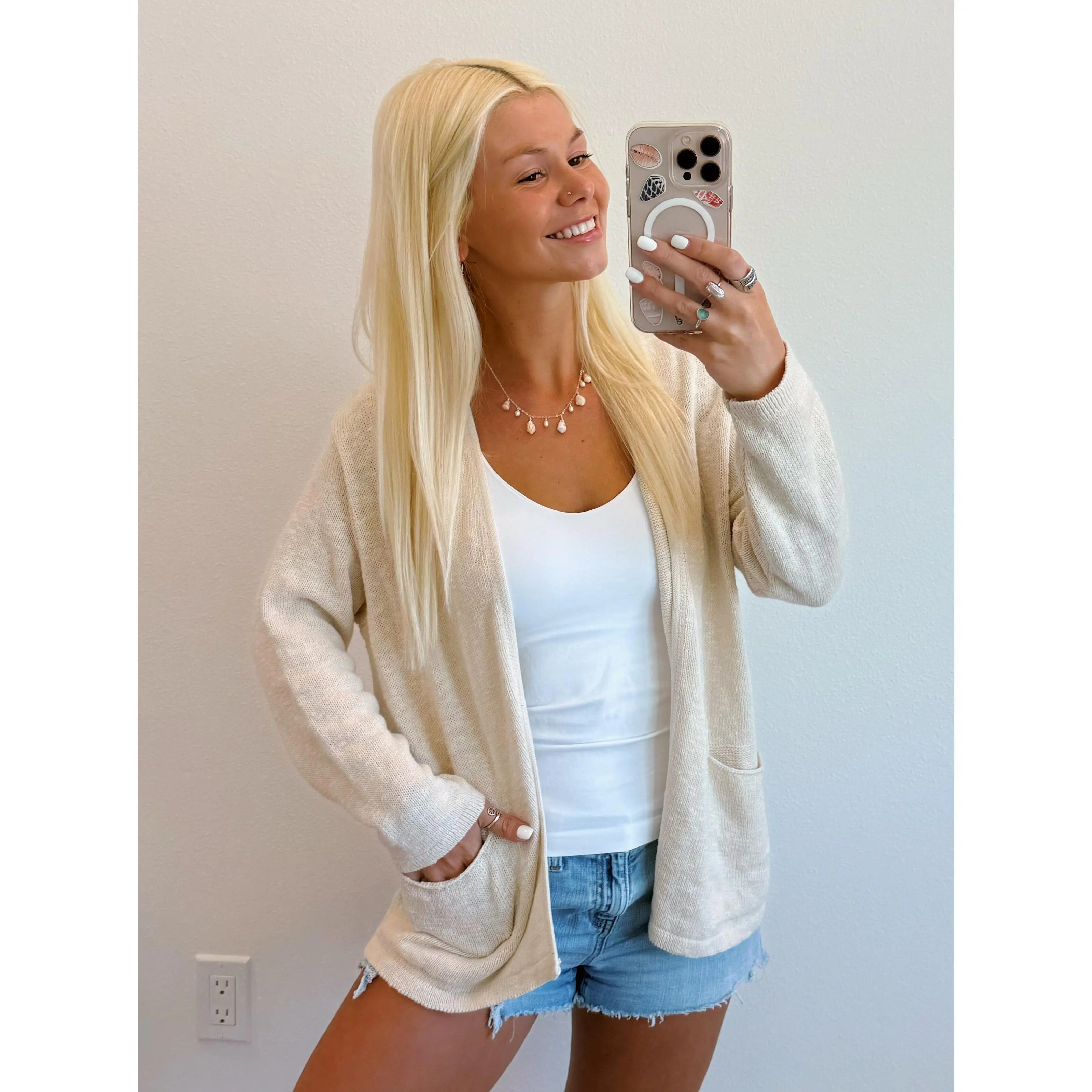 Double Pocket Open Cardigan