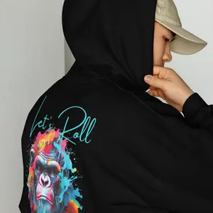 Let's Roll The Dice Gorilla Hoodie - Autumn Fitted Long Sleeve Casual Athletic Medium Length Soft Smooth Stylish Hoodie