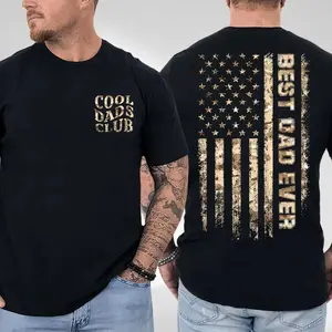 Cool Dads Club Best Dad Ever Flag Camo 2 Sided Shirt, Trendy Family Shirt, Funny Dad Tee, Father’s Day Shirt, Casual Short Sleeve Men's Top