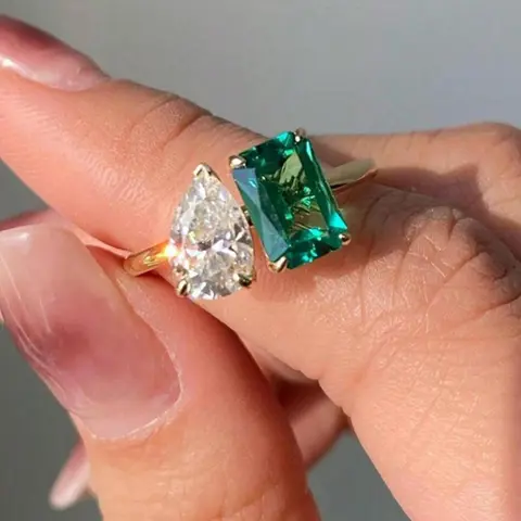 Women's Elegant Artificial Gemstone & Artificial Crystal Decorated Ring, Exquisite Trendy Ring, Fashionable Jewelry for Women As Engagement & Wedding Ring, Vintage Crystal Ring, Fashion Rings, Beautiful Rings