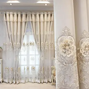Floral Embroidery Curtain, 1 Count Exquisite Modern Blackout Curtain, Easy Installation Window Drapes, Home Decor for Living Room Bedroom Hotel, Room Decor, Home Decoration Curtain