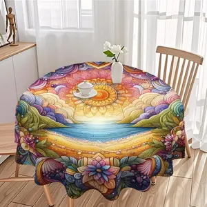 Boho Style Floral Pattern Tablecloth, Rectangular Tablecloth, Decorative Tablecloth for Home Kitchen Dining Room, Table Decorations