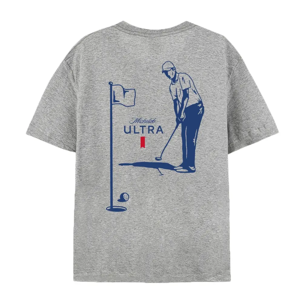 Men's Oversized Graphic T-Shirt, Casual Short Sleeve Top in 100% Breathable Cotton with Golf & Beer Print, Tshirt, Shortsleeve, Fabric, Streetwear, Menswear, Round Neck