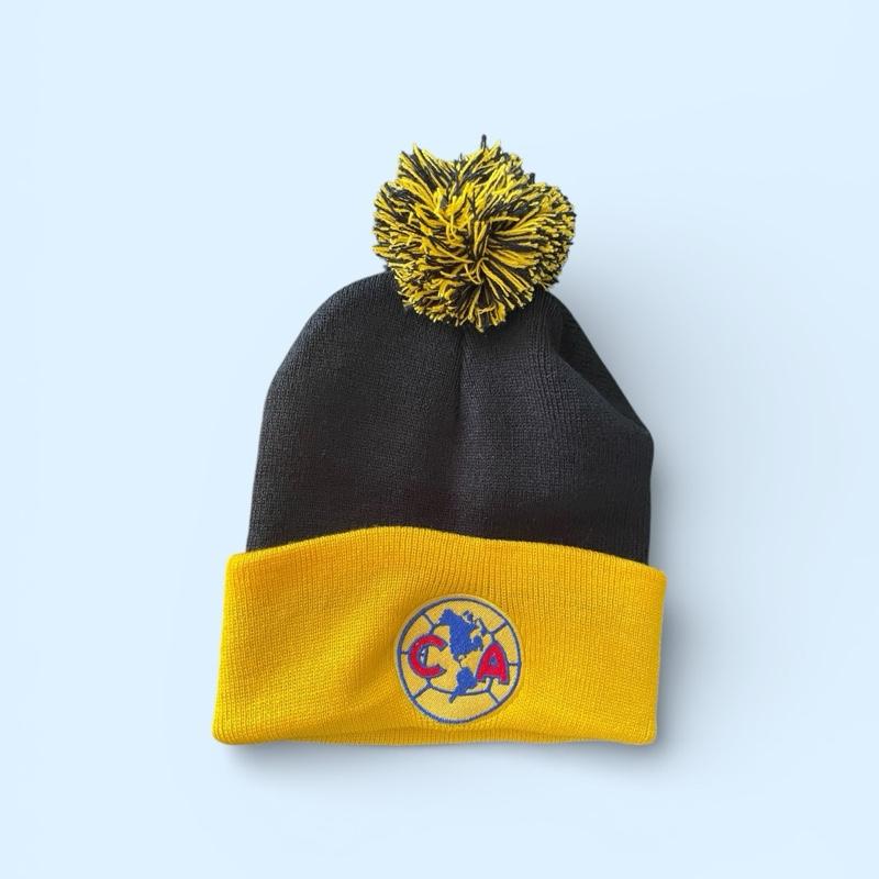 Mexican Soccer Team Embroidery Beanie with Pom Pom -  Knit Hat