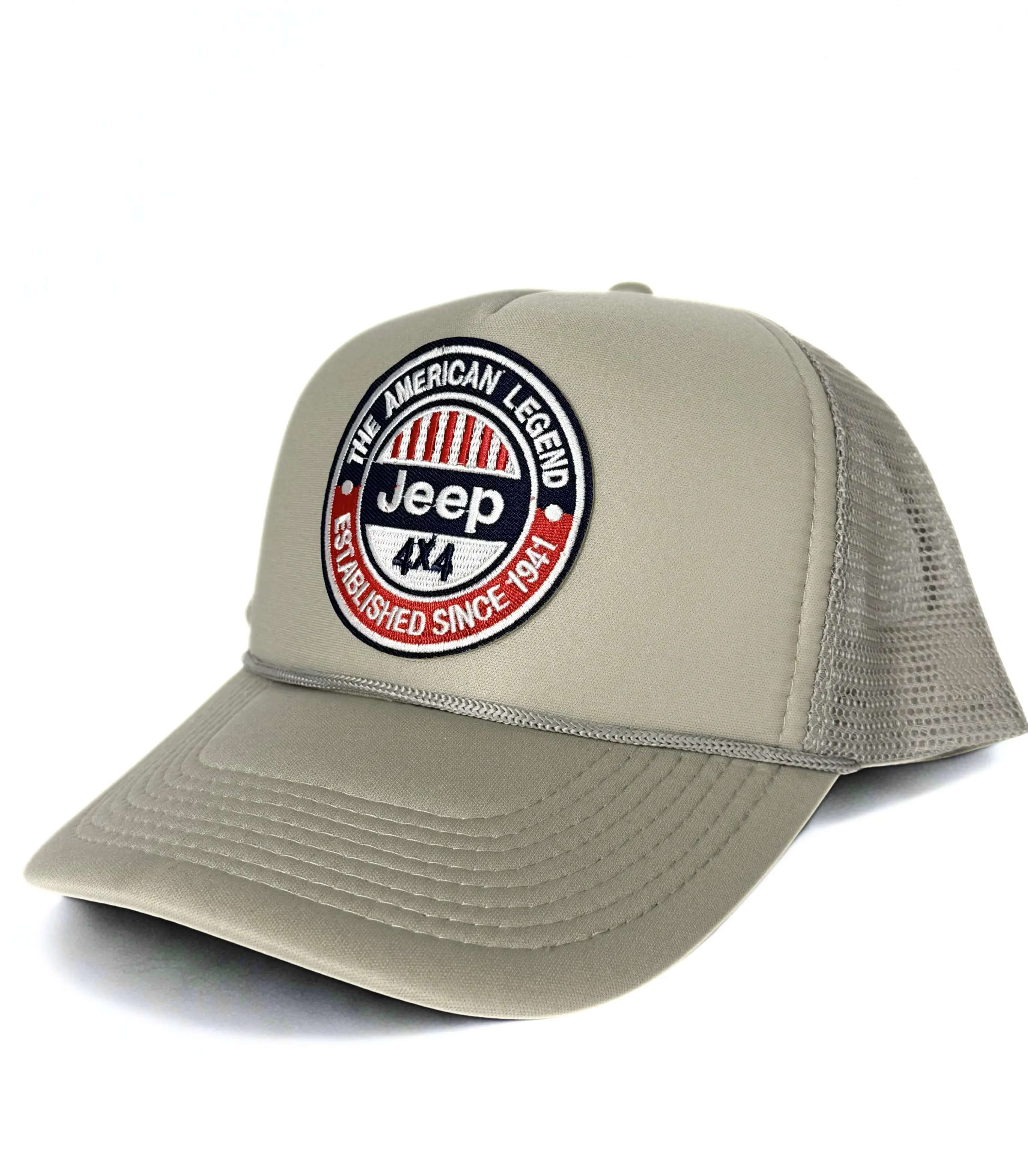 Jeep 4x4 American Legend Trucker Mesh Snapback Cap Beige