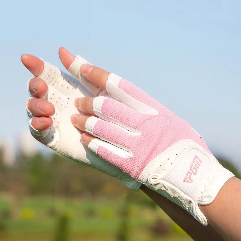 2pcs Women's Golf Gloves, Open-Finger Design, Breathable Mesh Material, Sun Protection, Left and Right Hand, Ideal for Golfing, Golf Accessory, Golf Equipment, Golf Gear, Golf Supply