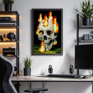 Minecraft Posters Burning Artistic High-Quality Print,Game posters,Anime posters,Vibrant Colors Rustic Charm Stunning Visuals Trendy Funny Wall Art Dorm Room Decor Pixel Art for MC Fans - Decoration Items