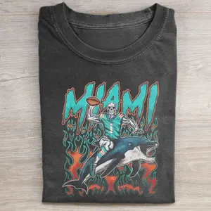 Miami Football Mascot Vintage Graphic Tees, Unisex Funny Rugby Gift Shirts Top Menswear Womenswear Streetwear
