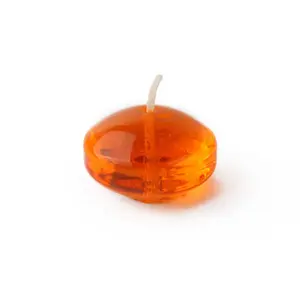 212 MAIN Handpoured Long-Burn Round Unscented Water Gel Floating Candles, 1.75 in. Orange, 12-Piece Box for Camping & Hiking Lighting Decor