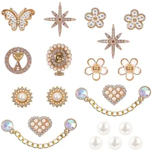20 Pcs Flower Pearl Shoe Charm Chains - Rhinestone Bling Clog Charms for Women, DIY Shoe Decorations, Cute Party & Birthday Favor Accessories