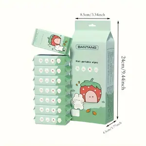 Bantang No-Dye 64 Wet Towels 8 packs Travel Portable Compact Compact Kitchen Gym Car Cleaning Supplies dispenser섺 Inner Cleaning