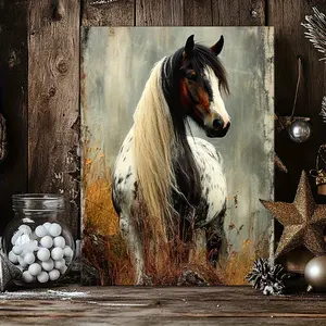 2D Flat Elegant Clydesdale Horse Canvas Art- Wooden Framed Equine Wall Decor, Premium Printed Poster for Living Room, Bedroom& Office- Perfect Gift for Horse Lovers& Home Decor Enthusiasts