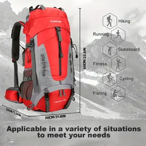 60L Mountaineering Backpack Large Lightweight Waterproof Camping Backpack Travel Backpack Belt Rain Cover Backpack