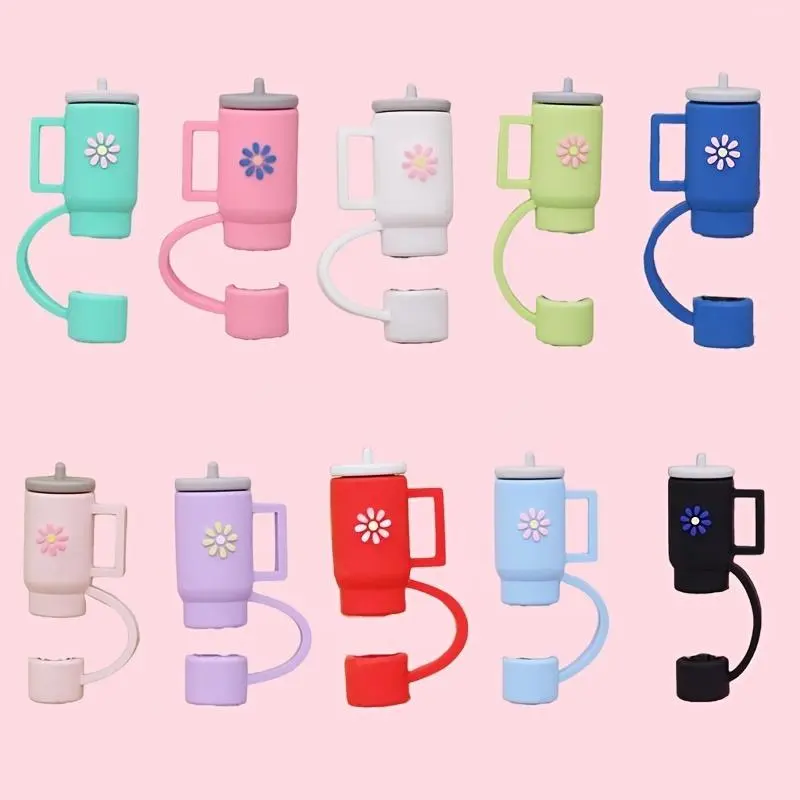 Silicone Straw Cover Cap, 10pcs Dust Proof & Splash Proof Straw Topper, Durable Travel Tumbler Accessory for On-the-go Drinking