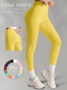New Women's Solid Color Sport Leggings, Workout Tights, Breathable Comfort Yoga Pants, Yoga Activewear, High Waist Tummy Control Butt Lifting, Gym Workout Daily Wear, High Waist Sports, Multiple Colors Available