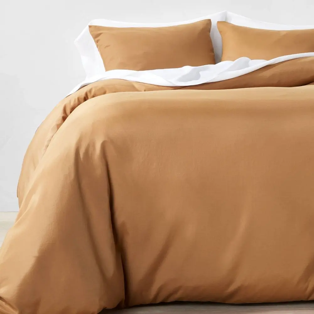 3pc Full/Queen Lyocell Cotton Blend Duvet & Sham Set Warm Brown - Casaluna: Woven Texture OEKO-TEX Certified