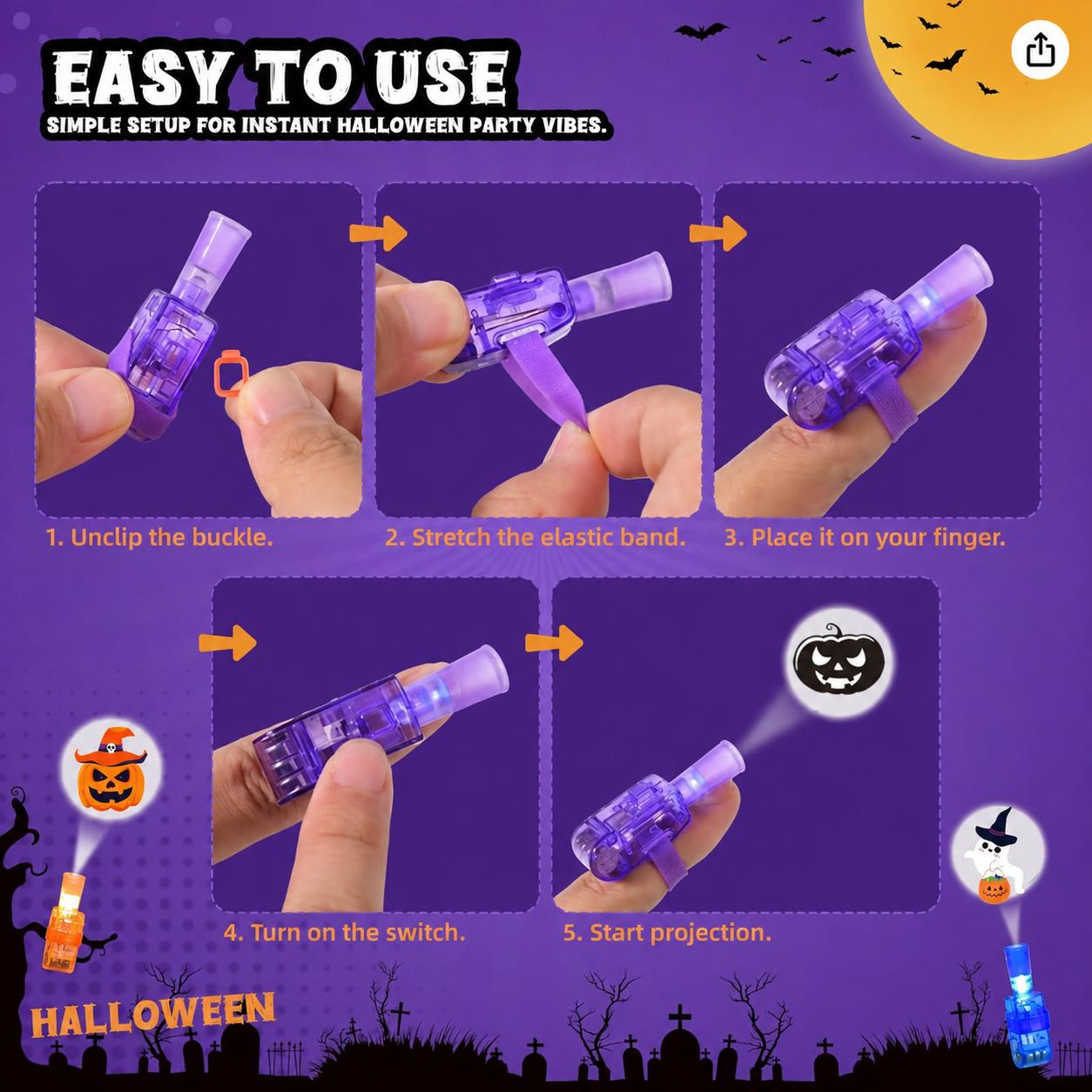 36pcs Halloween Finger Lights Toys for Kids, Bright lights | Halloween Party Favors Toys, Halloween Goodie Bag Fillers, Trick or Treat toys, Classroom Rewards