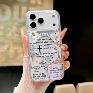 Bible Verses Floral Collage Pattern Magnetic Phone Case for iPhone 15 Plus 17 16 Pro Max Air 14 13 12 11 Transparent Shockproof Soft Premium Stylish Durable Protection Case