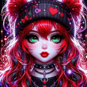 5D DIY Full Diamond Round Drill Painting - Diamond Painting Kit Red Hair Mosaic Canvas DIY Wall Art, Home Wall Decoration