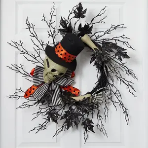 26" Halloween Dapper Skeleton Wreath 26" Halloween Dapper Skeleton Wreath