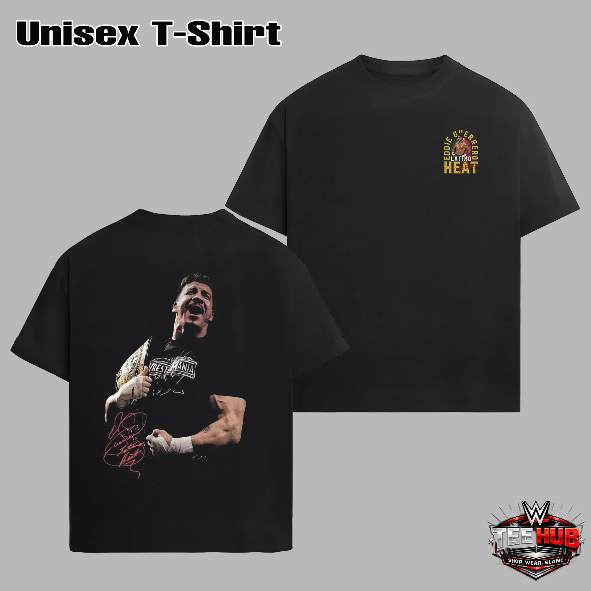 Vintage Eddie Guerrero Latino Heat WWE Champion Heavy Cotton Shirt Wrestlemania XX Tshirt Lucha Wrestling Libre Hoodie Fan Apparel Menswear Direct-to-garment Breathable Printing