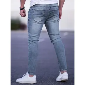 Men's torn and worn cat scratch tight jeans, denim jeans, banana jeans