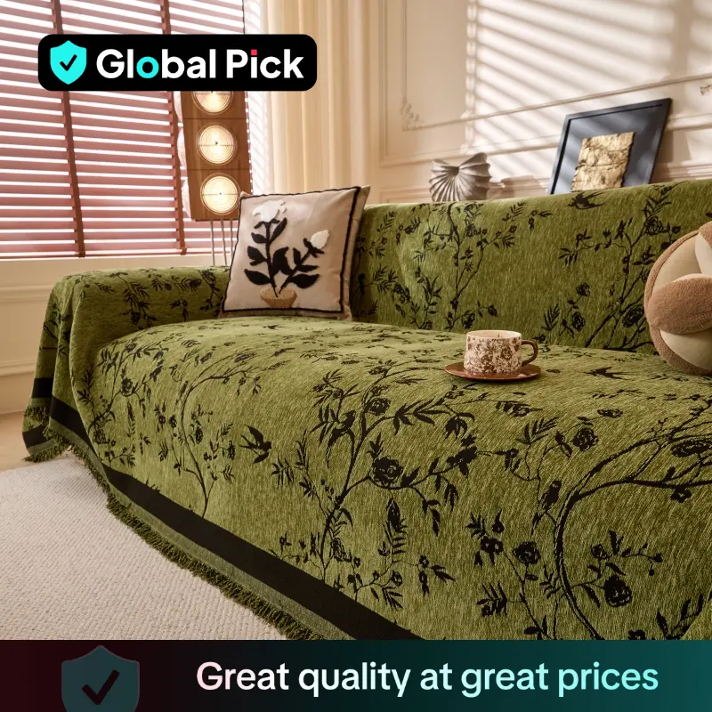 Plant Leaf Pattern Sofa Cover, 1 Count Modern Chenille Sofa Slipcover, Sofa Protector for Home Living Room, Sofa Decoration Supplies