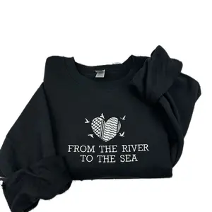 Palestine From The River To The Sea  Embroidered Sweater - Palestinian Shirt Sweatshirts Menswear Hoodie