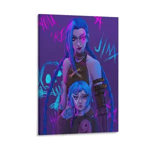 Jinx & Vi Arcane Anime Poster, Aesthetic Canvas Wall Art for Dormitory, Bedroom, And Living Room. Poster Canvas Wall Art For Bedroom Decor Bar Office Room Decor Gift
