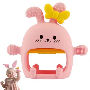 Baby Teething Toy Bunny Mitten for Infants 0-24 Months, Food Grade Silicone Baby Teether, Anti-Drop Hand Teething Mitt, Newborn Teething Relief Toy for Sore Gums, Sensory Chew Toy for Boys & Girls