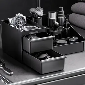 Modern Men's Toiletry Storage Stand | Adjustable Shelves for Perfume, Cosmetics & Grooming Essentials Cosmetic Organizers