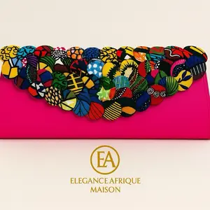 Zuri Luxe Elegance Button Purse - Unique African Print Handbag with Colorful Embroidery and Decorative Closure