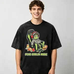 Peak Goblin Mode Funny Gamer T-Shirt | Relatable Slacker Aesthetic Black Tee | Sarcastic Gaming Chair Graphic Shirt | Premium Cotton Gift for Gamers & Introverts | Cozy Weekend Vibe Streetwear