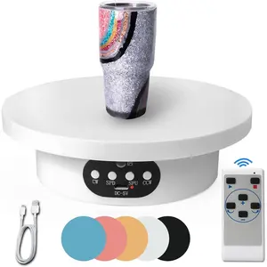 Remote Motorized Rotating Display Stand for Epoxy Glitter, Cup Display Turner, 360 Rotating Photography Turntable for Crafts Jewelry Display, Motorized Lazy Susan