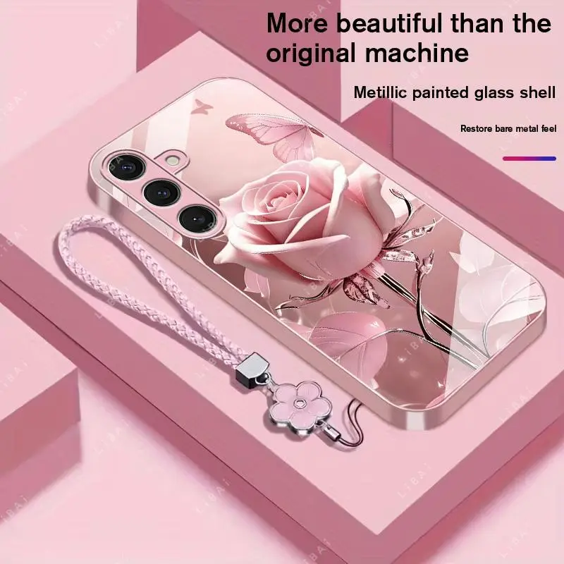 Suitable for [Galaxy S24 Plus] high-end phone case，a beautiful four-leaf clover lanyard is included,exquisite and high-end design,a variety of colors are available for you to choose from YM99
