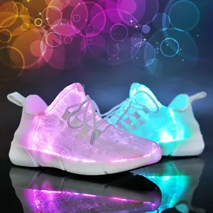 [LED Light-emitting Sneakers] 7-color Dimming Men's LED Fiber Optic Sneakers, USB Charging, Dancing Shoes, Suitable For Holiday Parties, Dancing, Halloween, Christmas, New Year, White