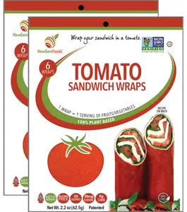 NewGem Sandwich Wraps - Fruit & Veggie Bread and Tortilla Alternative, Low-Calorie, Vegan, Gluten-Free