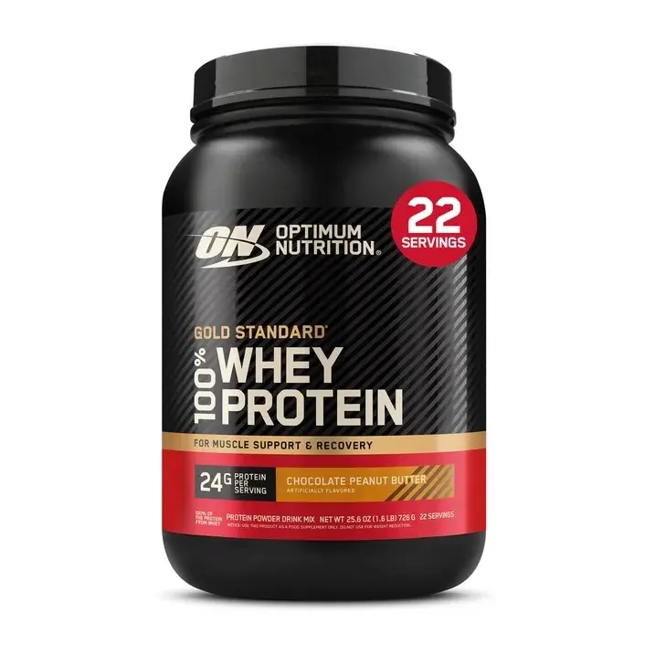 Optimum Nutrition Chocolate Peanut Butter Whey Protein Powder - Fitness Metabolic Support, Nutrient Powder, Powdered Mix Protein Supplements, 25.6 oz