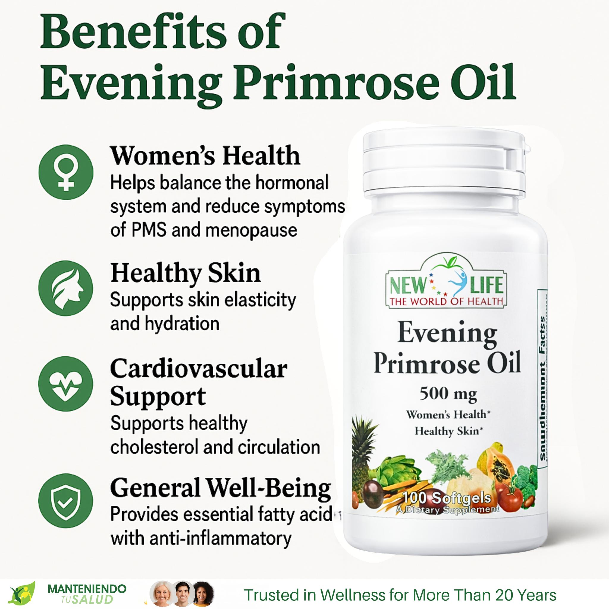 New Life Evening Primrose Oil, 500mg, 100 Softgels