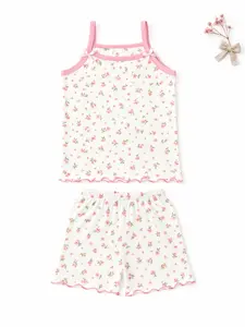 Summer New Baby Girl Cami Set, Sleeveless Tank Top and Shorts, Floral Print, Cute Princess Style, Soft Breathable Ice Cotton, 0-3 Years