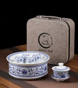 Hence Tea - Chaozhou Gongfu Teaware Set - Chaozhou Porcelain - Gaiwan 3.0 fl oz - Teacup 0.67 fl oz - Material Chouzhou Porcelain