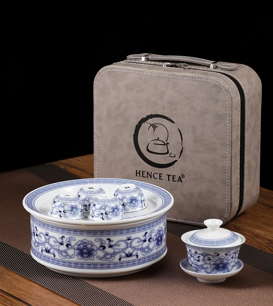 Hence Tea - Chaozhou Gongfu Teaware Set - Chaozhou Porcelain - Gaiwan 3.0 fl oz - Teacup 0.67 fl oz - Material Chouzhou Porcelain