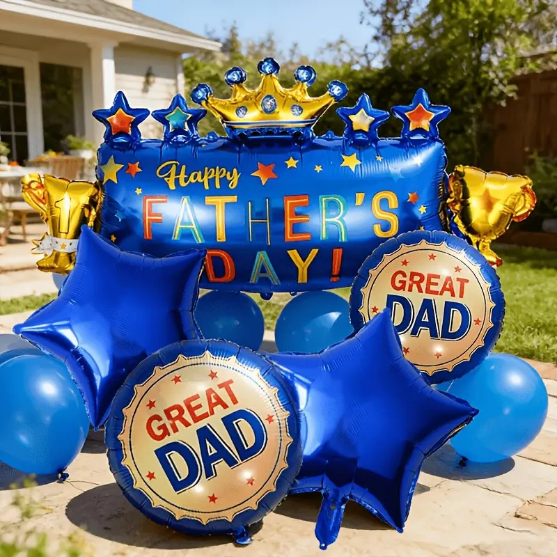Father's Day Theme Decoration Balloon Set (5 Pieces), Includes 'happy Father's Day' and 'great Dad' Balloons, Perfect for Events and Parties, Decorative Balloons, Foil Balloons, Party Balloons Decorations