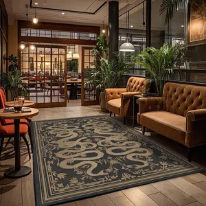 Vintage Snake Pattern Floor Mat, Non-slip Floor Carpet, Decorative Area Rug, Universal Floor Mat for Home Living Room Bedroom Hotel