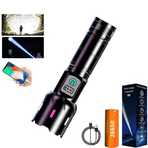 Rechargeable Aluminum Alloy Flashlight, High Brightness Extendable Zoom Display, Outdoor Camping Night Riding, 1pc Handheld Torch