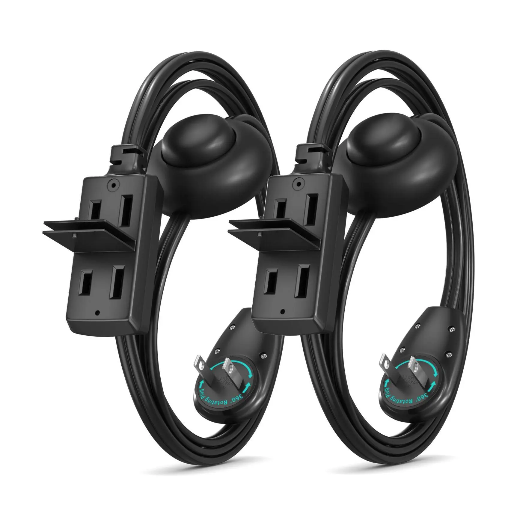 Maximm Cable Extension Cord Set of 2 w/ 360 Degree Rotating Plug Maximm Cable Extension Cord Set of 2 w/ 360 Degree Rotating Plug