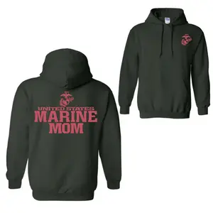 U.S. Marine Corps Hoodie – Minimalist Marine Mom Hoodie, 250th Birthday USMC Sweatshirt, Patriotic Gift for Marine Moms, Casual Cotton Pullover for Women