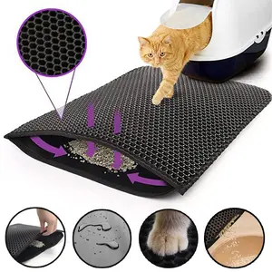 EVA Double-Layer Cat Litter Mat - Prevents Litter Tracking & Spilling, Wear-Resistant Pet Mat for Cat Litter Box