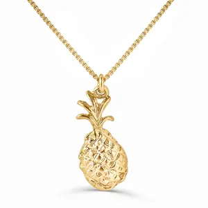 Pineapple Goddess Necklace in Gold with Pineapple Pendant and Gold Chain