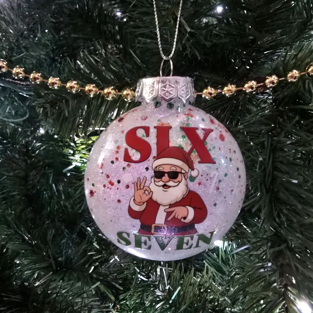 Six Seven 67 Santa Glitter Christmas Ornament with Festive Design and Glitter Accents for Holiday Decor